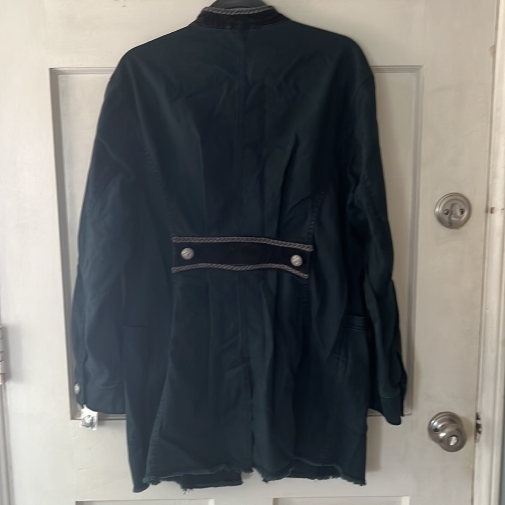 Free People Black Denim Military Jacket size M - Picture 3 of 8